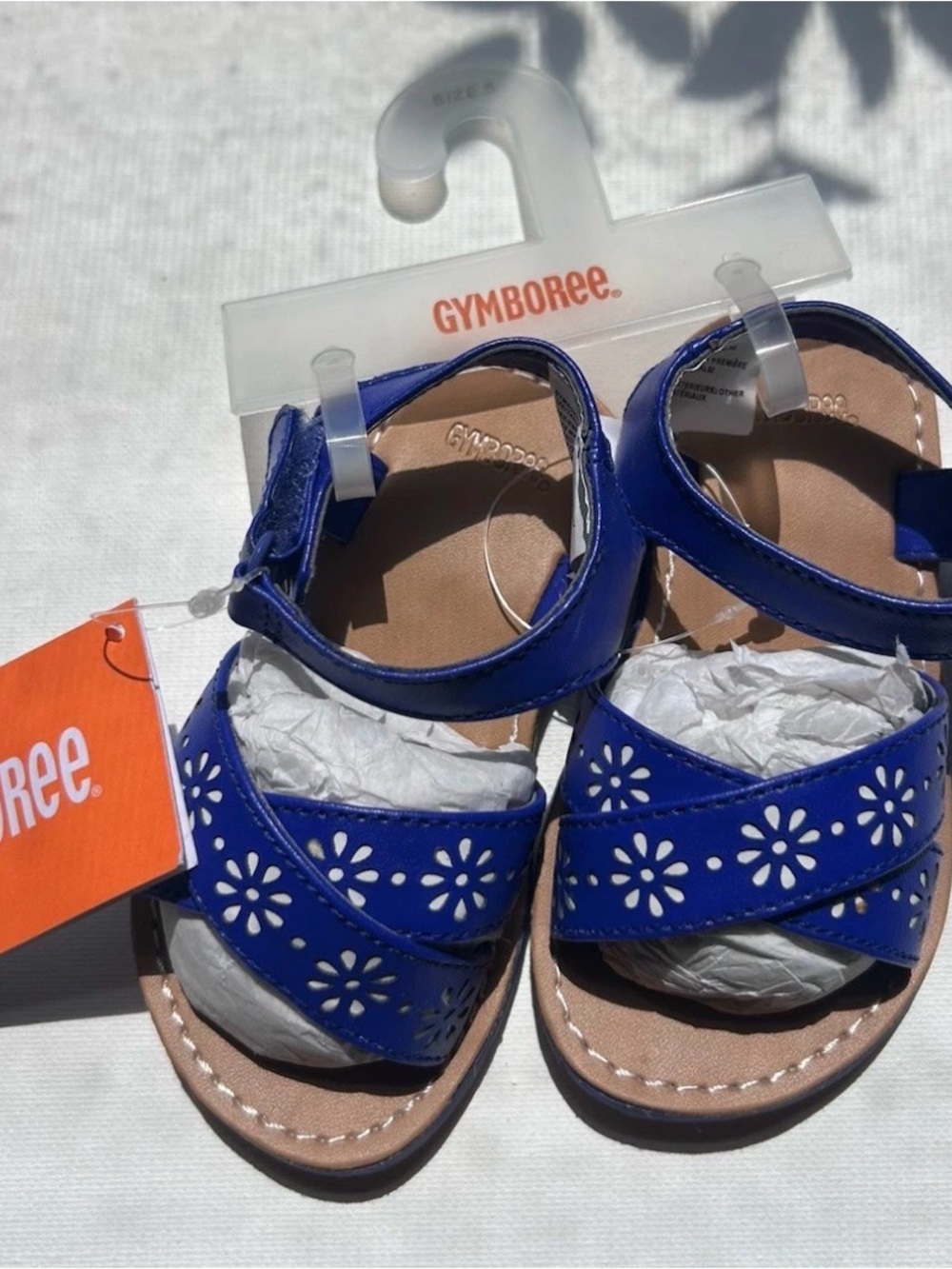 Gymboree Cobalt Blue Cut-Out Mosaic Flower Toddler Sandals Size 5